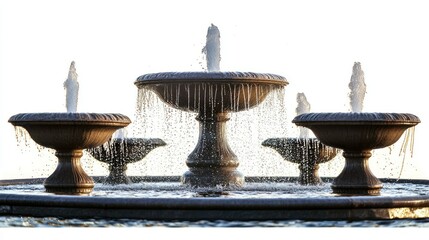 Water fountain sculptures isolated on white background
