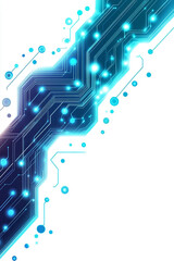 Obraz premium Futuristic Tech Icon with Diagonal Flowing Blue Circuit Lines and Glowing Endpoints