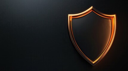 Golden Shield Symbol on Dark Background for Security Concept Design