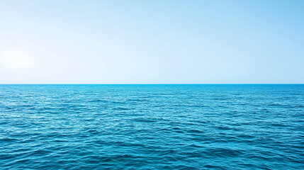 Obraz premium Blue Ocean And Sky Horizon With Calm Water Surface In Bright Sunlight