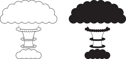 outline silhouette nuclear explosion icon set