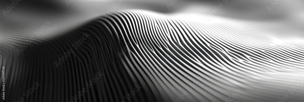 Poster Minimalist black and white abstract pattern showcasing fine lines and smooth spacing for a modern digital aesthetic