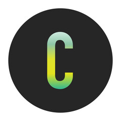 Minimalist Capital Letter C with Green and Yellow Gradient on a Black Circle Symbolizing Sustainability and World Environment Day