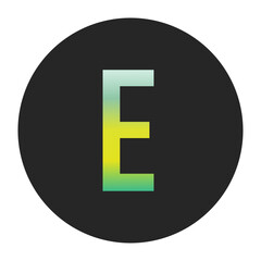 Obraz premium Minimalist Capital Letter E with Green and Yellow Gradient on a Black Circle Symbolizing Sustainability and World Environment Day
