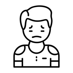 Loneliness Outline Style Emotion Icon