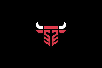Abstract Bull Monogram Logo.bold and aggressive emblem seamlessly integrates the letters 