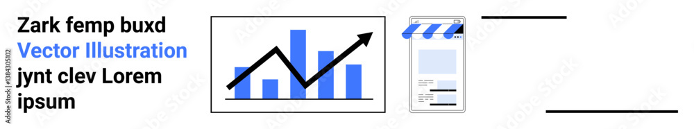 Poster bar chart with growth arrow and app interface highlights progress tracking and digital innovation. i