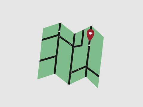 Animated illustration of a stylized folded map