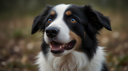 Adorable Border Collie Dog Portrait Autumn Outdoors Setting