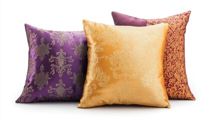 Silk brocade cushions isolated on white background