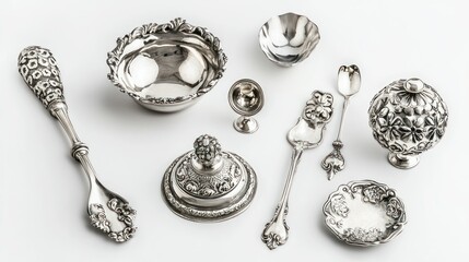 Naklejka premium Silver-plated accents isolated isolated on white background