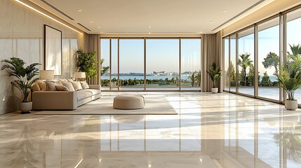 Fototapeta premium Luxury Living Room with Ocean View