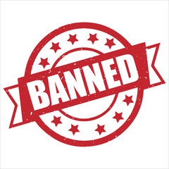 Banned round stamp icon grunge distressed style