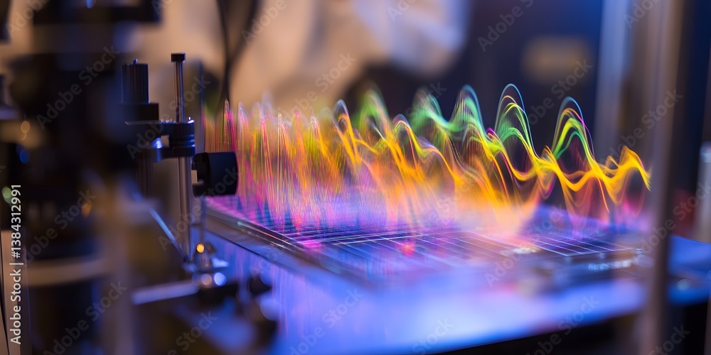 Aufkleber colorful sound waves visualization on oscilloscope in modern lab