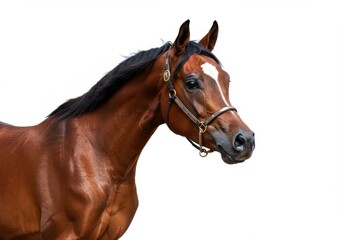 Majestic bay horse close-up portrait