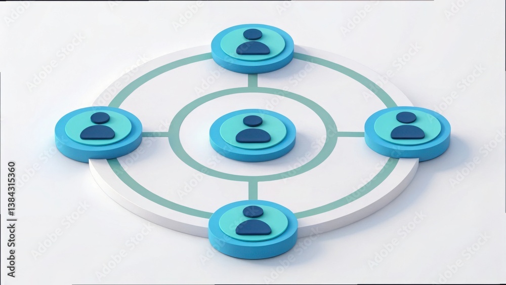 Poster Central Point Circle with Icons Rotating Around for Visual Display