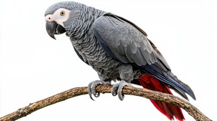 Obraz premium African Grey Parrot isolated on white background