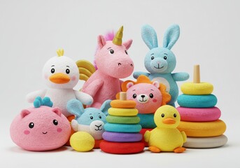 Colorful plush toys stuffed animals