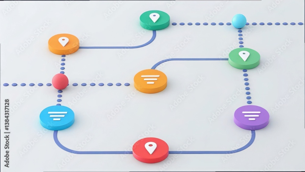 Aufkleber colorful path with dotted lines and circular info bubbles design