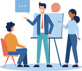  business meeting team presentation flat design vector