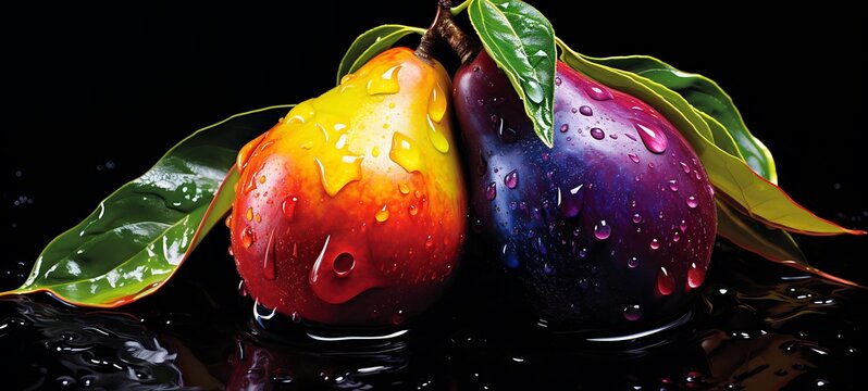 abstrak rainbow color Black sapote in drakness