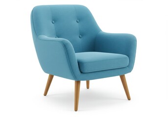 Mid-century modern armchair tufted blue