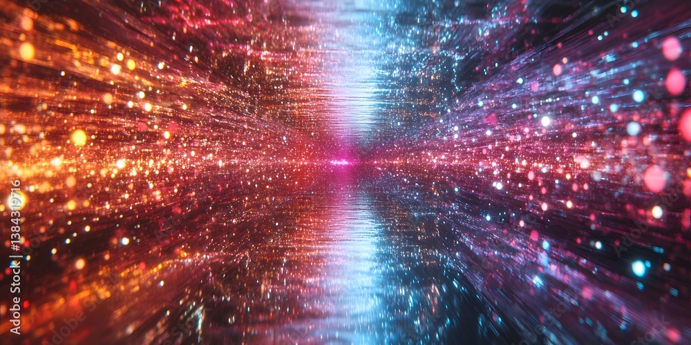 Poster vibrant abstract light trail with colorful bokeh effect in motion