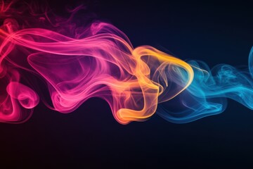 Fototapeta premium Smoke trails in triadic color scheme with a dark background and negative space