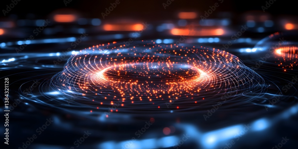 Poster Abstract Digital Waves with Glowing Particles and Mesh Patterns