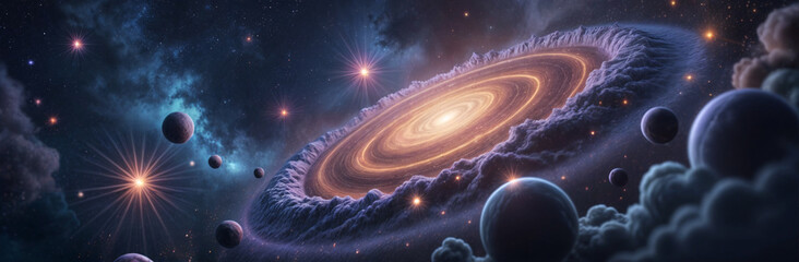 Glowing Celestial Orbs in Deep Blues and Purples