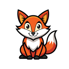 Obraz premium cute fox sitting mascot logo mascot logo