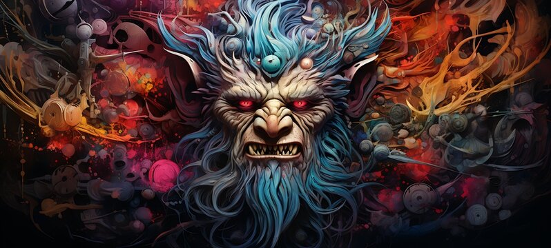 abstrak mozaic color Troll in drakness, ai generative