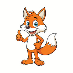 Fototapeta premium Cute funny, smiling Fox character giving a thumbs up vector illustration
