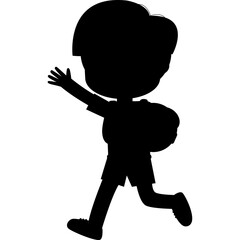 cute little kid silhouette isolated png element Illustration flat style