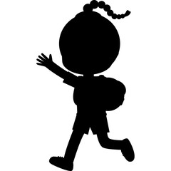 cute little kid silhouette isolated png element Illustration flat style