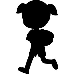 cute little kid silhouette isolated png element Illustration flat style