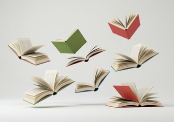 Books motion floating open colorful
