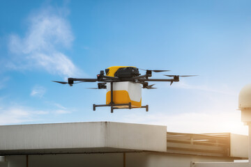 Innovative Drone Delivery Service Over Urban Rooftops