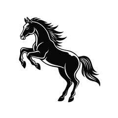 Obraz premium Black silhouette of horse rearing up simple vector illustration