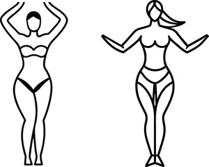 Minimalist Female Body Line Art  Abstract Woman Silhouette Drawing Vector