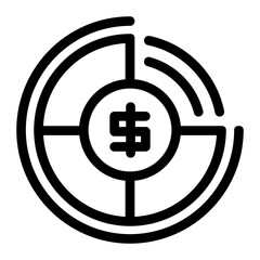 Financial Target Currency Digital Marketing Business Icon Outline Black and White