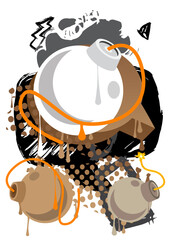 Bomb graffiti. Abstract modern street art decoration performed in urban painting style.