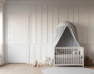 Elegant nursery with crib and canopy (1)