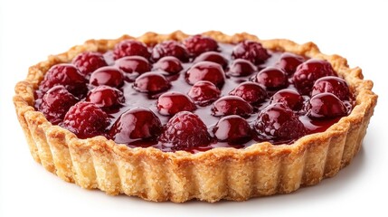 photo a Bakewell Tart (often considered a cake) isolated on white background,Transparent background, clear border, for easy background separation,illustration
