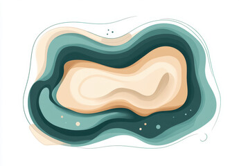 smooth abstract design featuring flowing shapes in shades of teal, beige, and white, creating calming and modern aesthetic. composition evokes sense of tranquility and fluidity