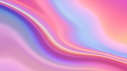 Abstract Fluid Art Gradient: Vibrant Holographic Pink and Purple Waves with Smooth Curved Lines in Modern Digital Design