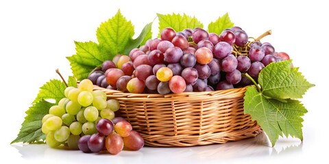 Obraz premium Silhouette Grapes Basket: Sunset Silhouette Photography of Grapes in Straw Basket