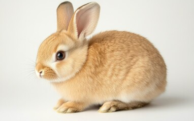 Obraz premium Adorable Light Brown Bunny Rabbit on White