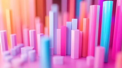 Obraz premium Colorful 3D bars, growth, background, data