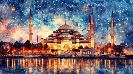 Fototapeta premium Mystical Istanbul Mosque at Night